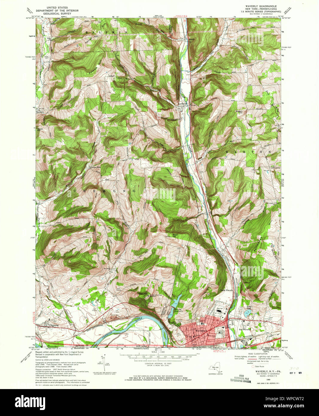 Map Of Waverly New York High Resolution Stock Photography and Images