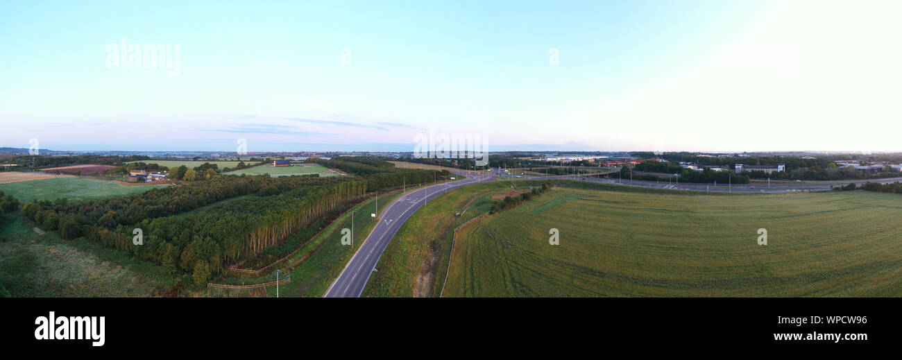 Aerial panorama view of Swindon M4 Junction 16 Stock Photo
