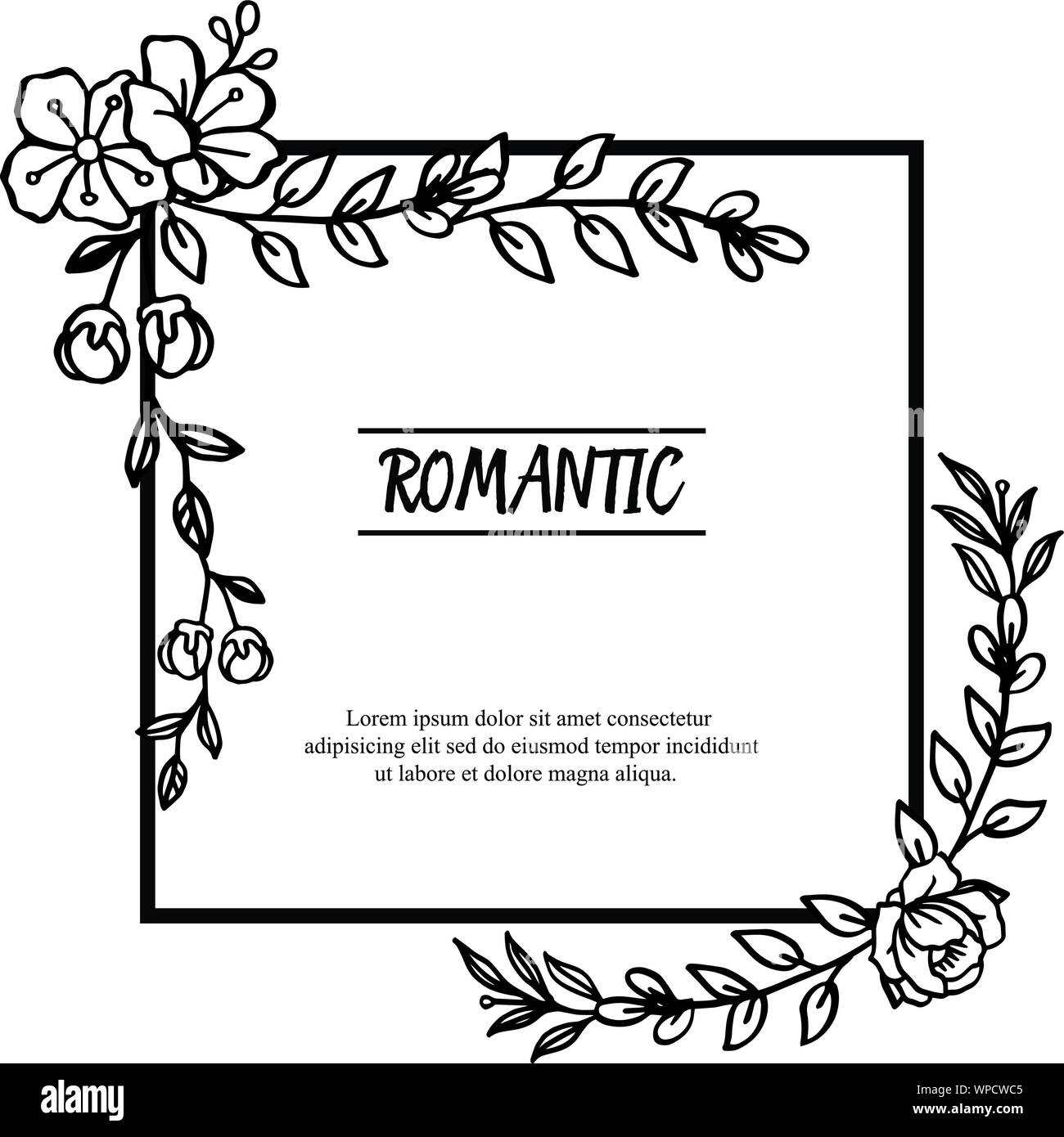 Drawing artwork of flower frame, for design elegant of card romantic. Vector Stock Vector Image
