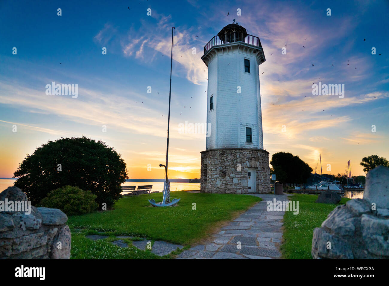 Fond du Lac Wisconsin Lighthouse out at Lakeside Park Stock Photo