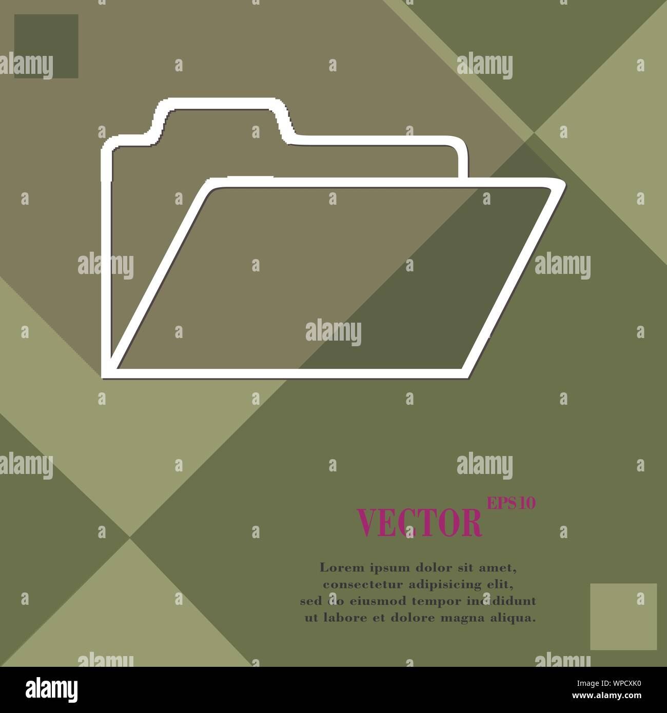 Document folder icon symbol Flat modern web design with long shadow and ...