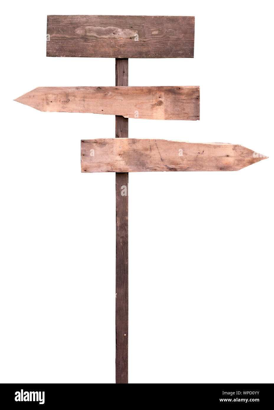 Wooden road sign isolated on white background Stock Photo - Alamy
