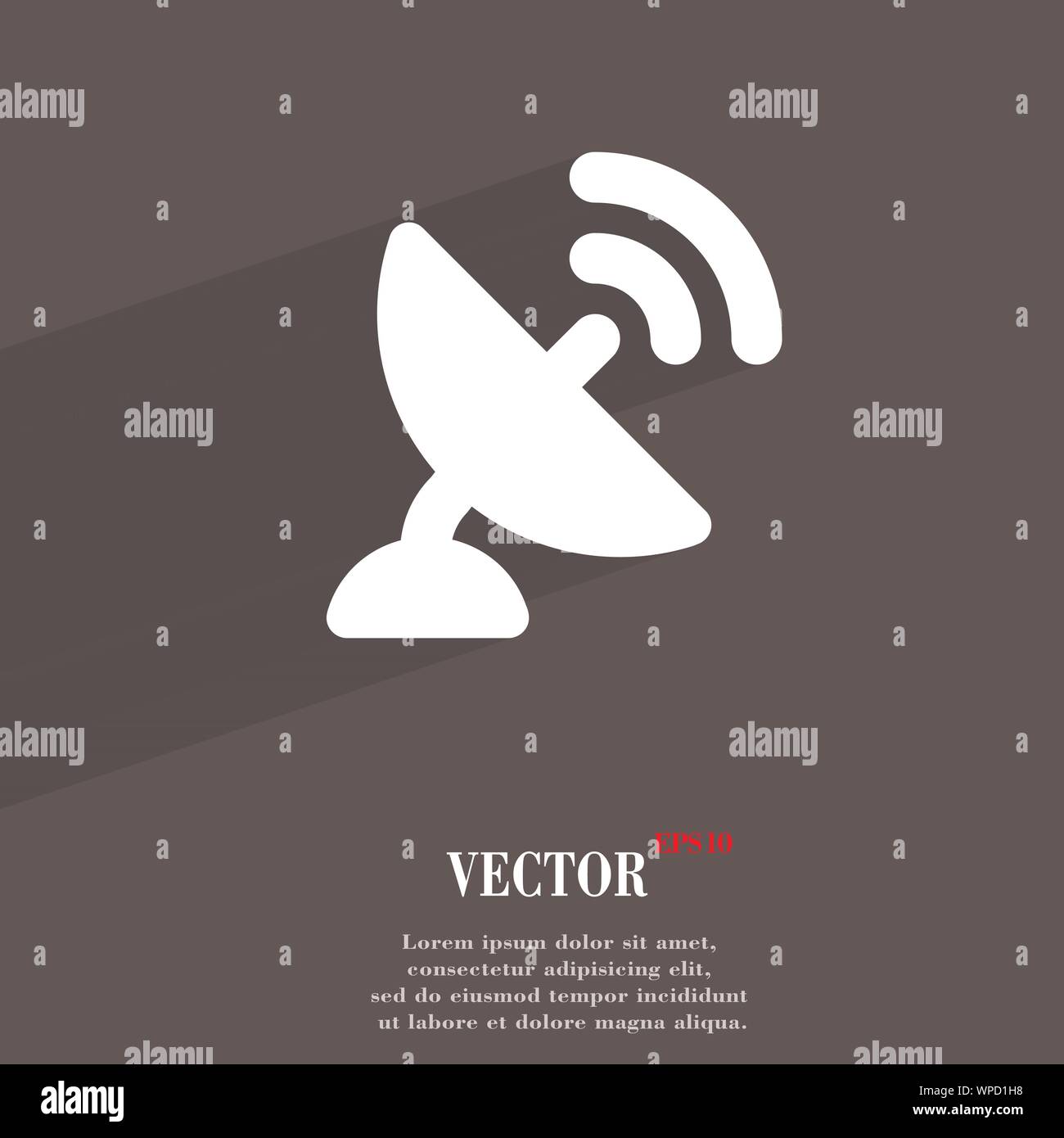 satellite antenna icon symbol Flat modern web design with long shadow and space for your text. Vector Stock Vector