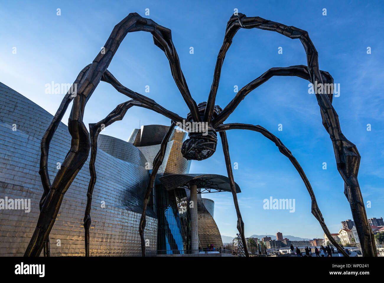 Detail of giant spider statue by Louise Bourgeois outside Bilbao