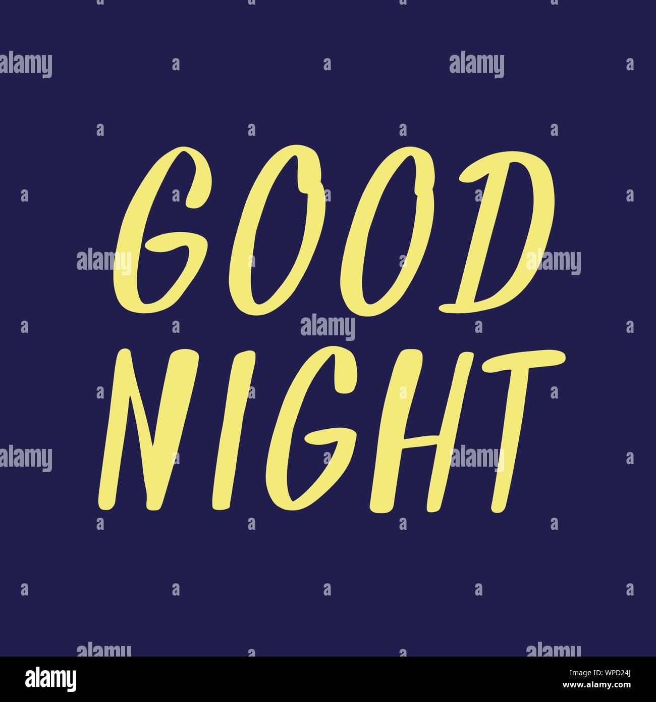 Good Night Banner Hand Drawn Lettering In Trendy Cartoon Doodle