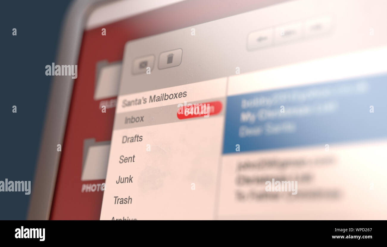 A concept showing millions of unread childrens wish list emails ...
