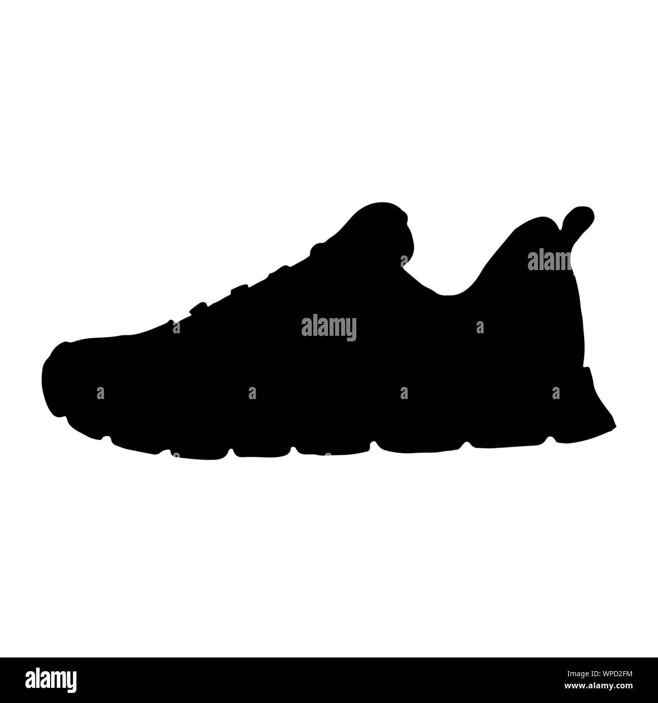 Running shoe icon. Sneaker silhouette. Running typography. Vector illustration Stock Vector