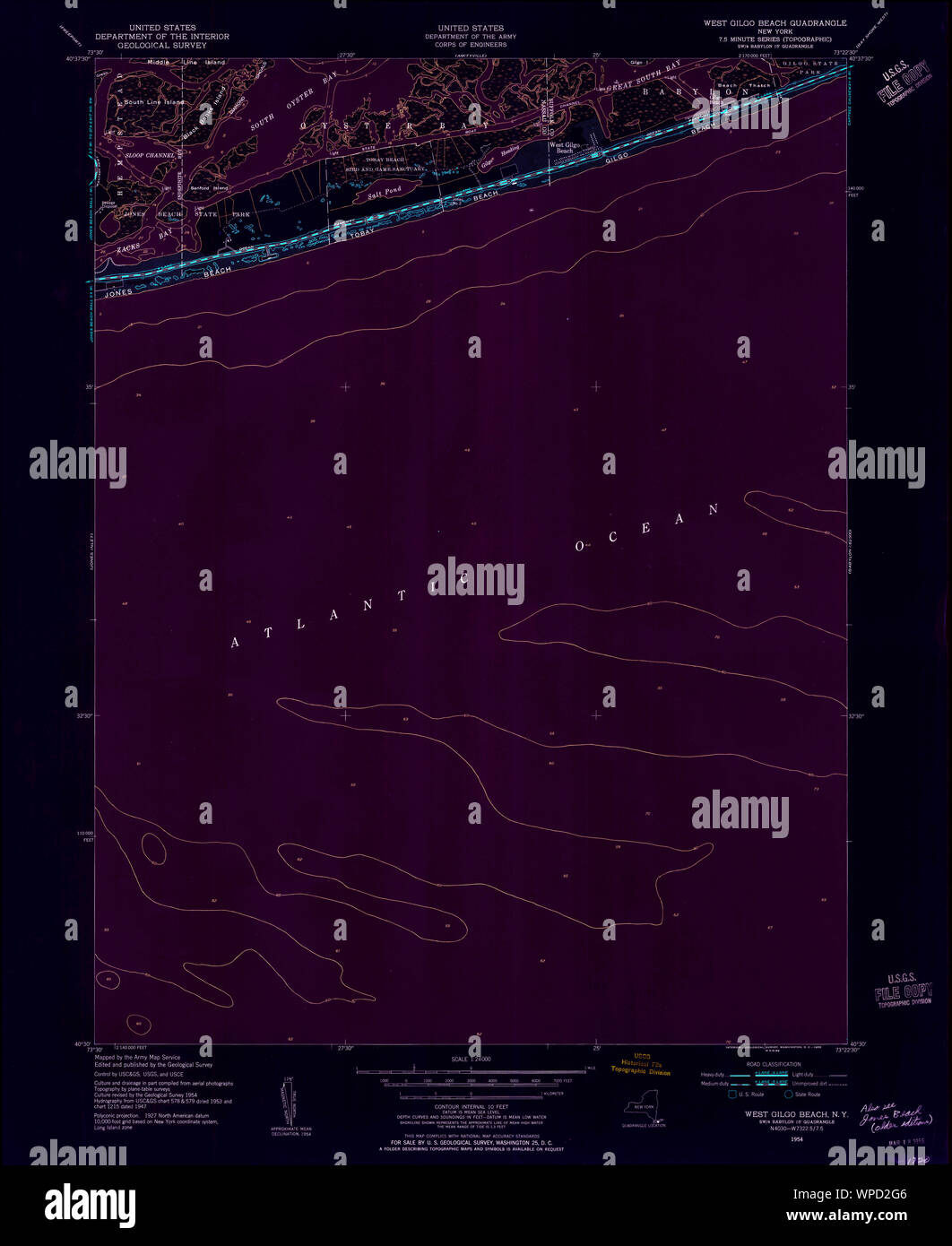 New York NY West Gilgo Beach 140157 1954 24000 Inverted Restoration Stock Photo