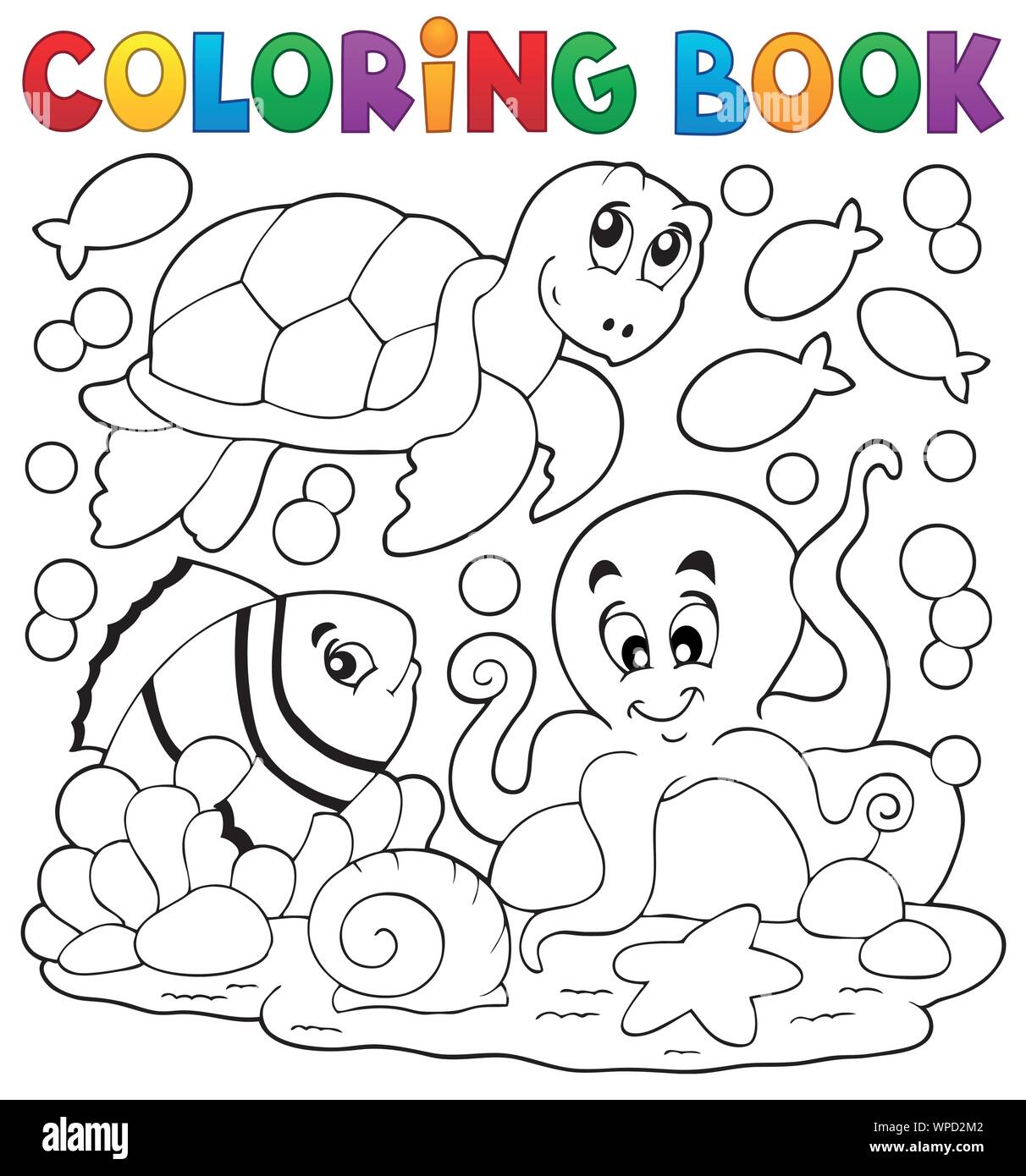 Coloring book with sea animals 5 Stock Vector