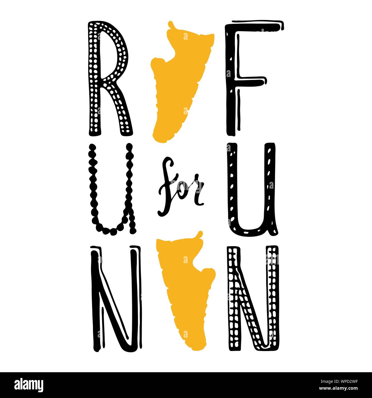 Run For Fun Lettering Running Typography Sport Motivation Quote