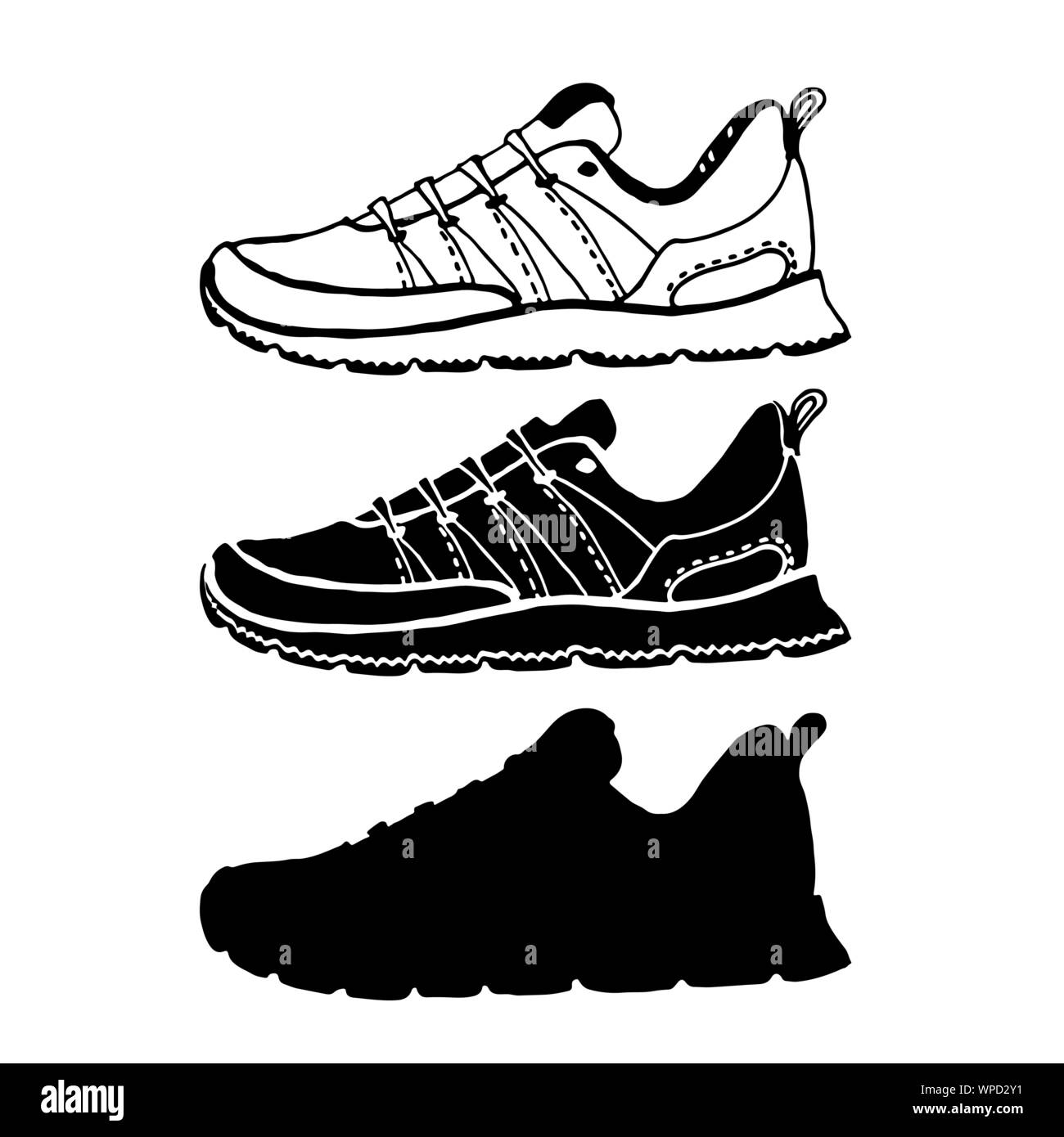 Vintage sneakers shoes silhouette Royalty Free Vector Image