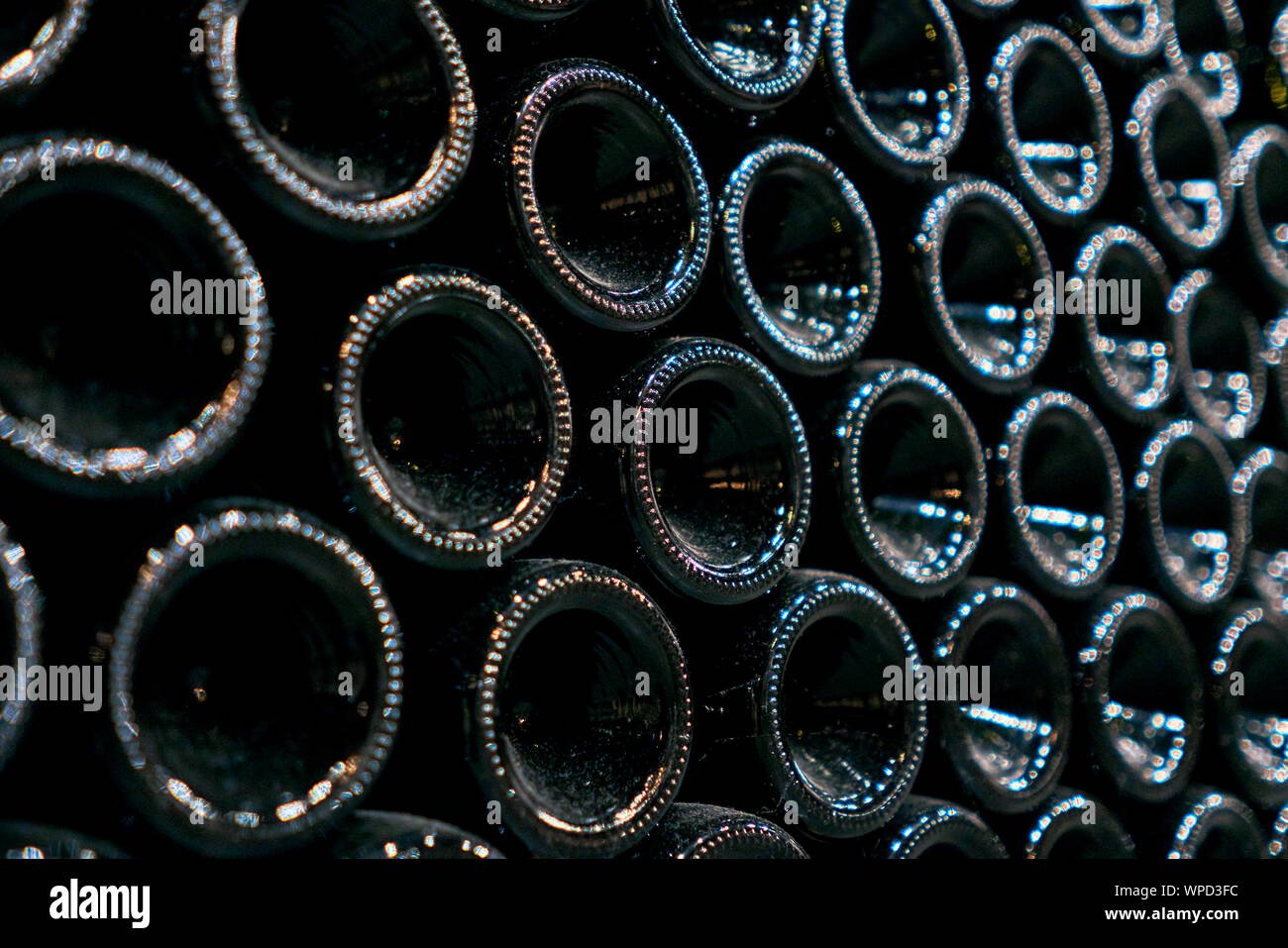 bottles of wine are in a row Stock Photo