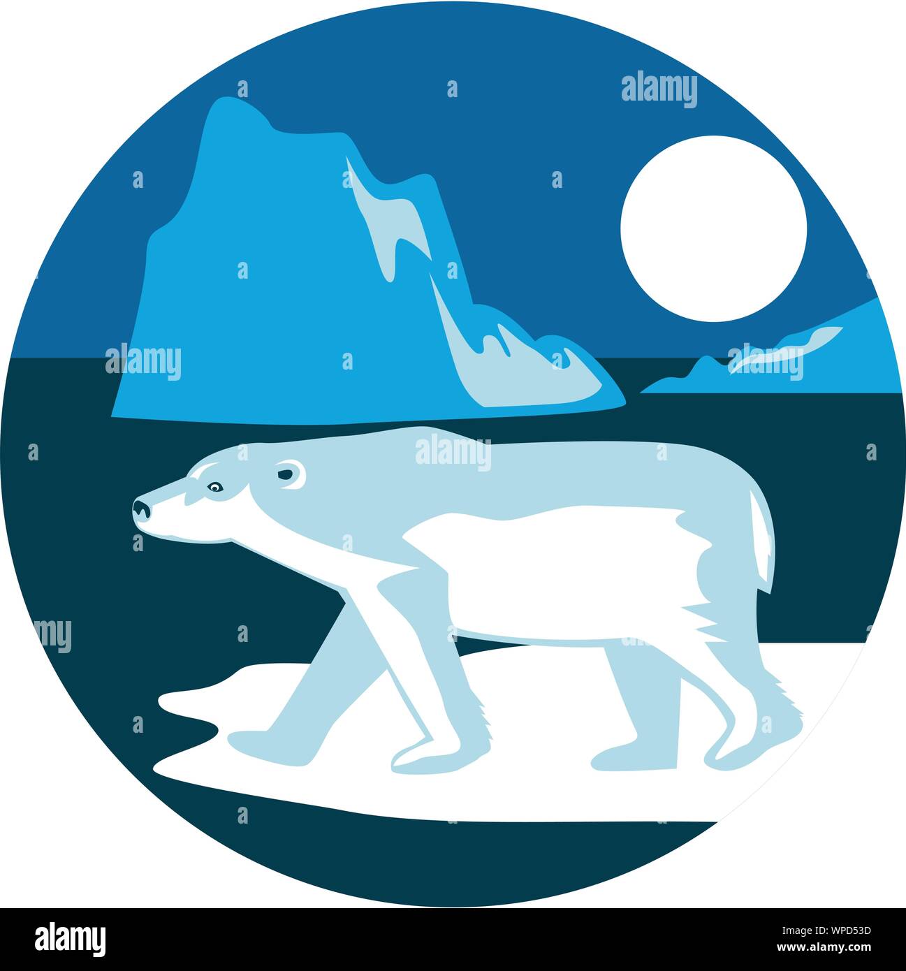 Polar Bear Iceberg Circle Retro Stock Vector Image & Art - Alamy