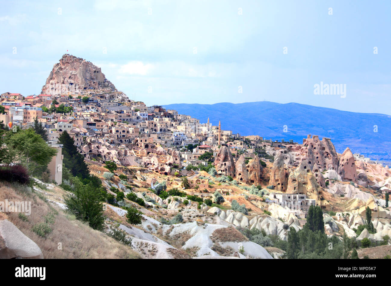 Carved houses in rock in Pigeon Valley, Uchisar, Cappadocia, Turkey