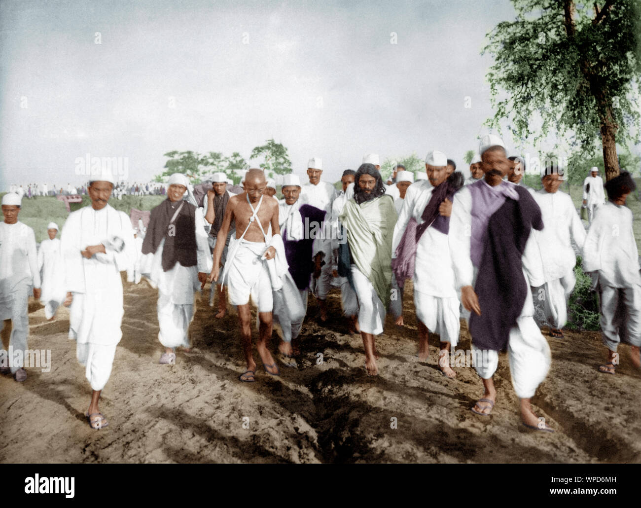 Mahatma Gandhi and his Salt Satyagraha, India, Asia, March 1930, old vintage 1900s picture Stock Photo