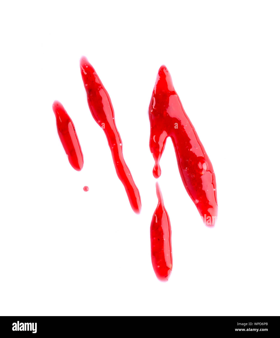 Raspberry jam drizzle isolated on white background. Top view. Stock Photo
