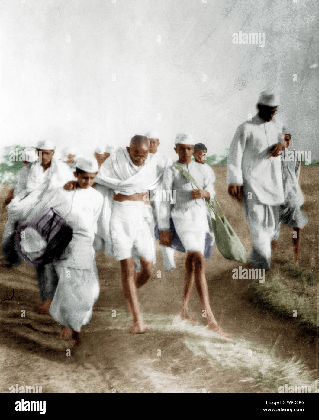 Mahatma Gandhi marching Salt Satyagraha, India, Asia, March 1930, old vintage 1900s picture Stock Photo