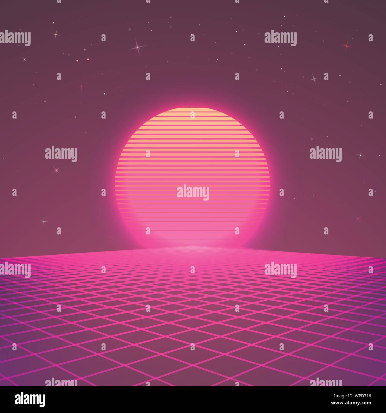 80s style background. Sci-fi or retro music poster wallpaper. Flyer for retro party 80s Vector illustration Stock Vector