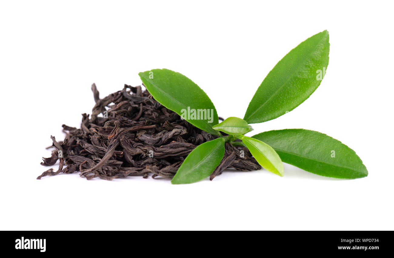 Black Ceylon tea with bergamot, isolated on white background Stock
