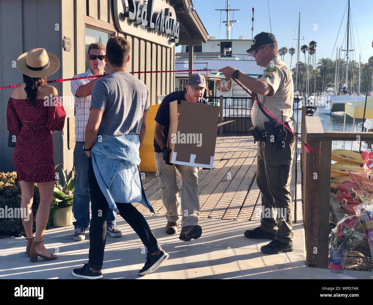 Santa Barbara, California, USA. 8th Sep, 2019.  FBI, Bureau of Alcohol, Tobacco, Firearms and Explosives and the US Coast Guard served warrants Sunday at the Santa Barbara Headquarters of Truth Aquatics. They are seeking training, safety and maintenance records. The Santa Barbara and Santa Monica police are assisting. Credit: ZUMA Press, Inc./Alamy Live News Stock Photo