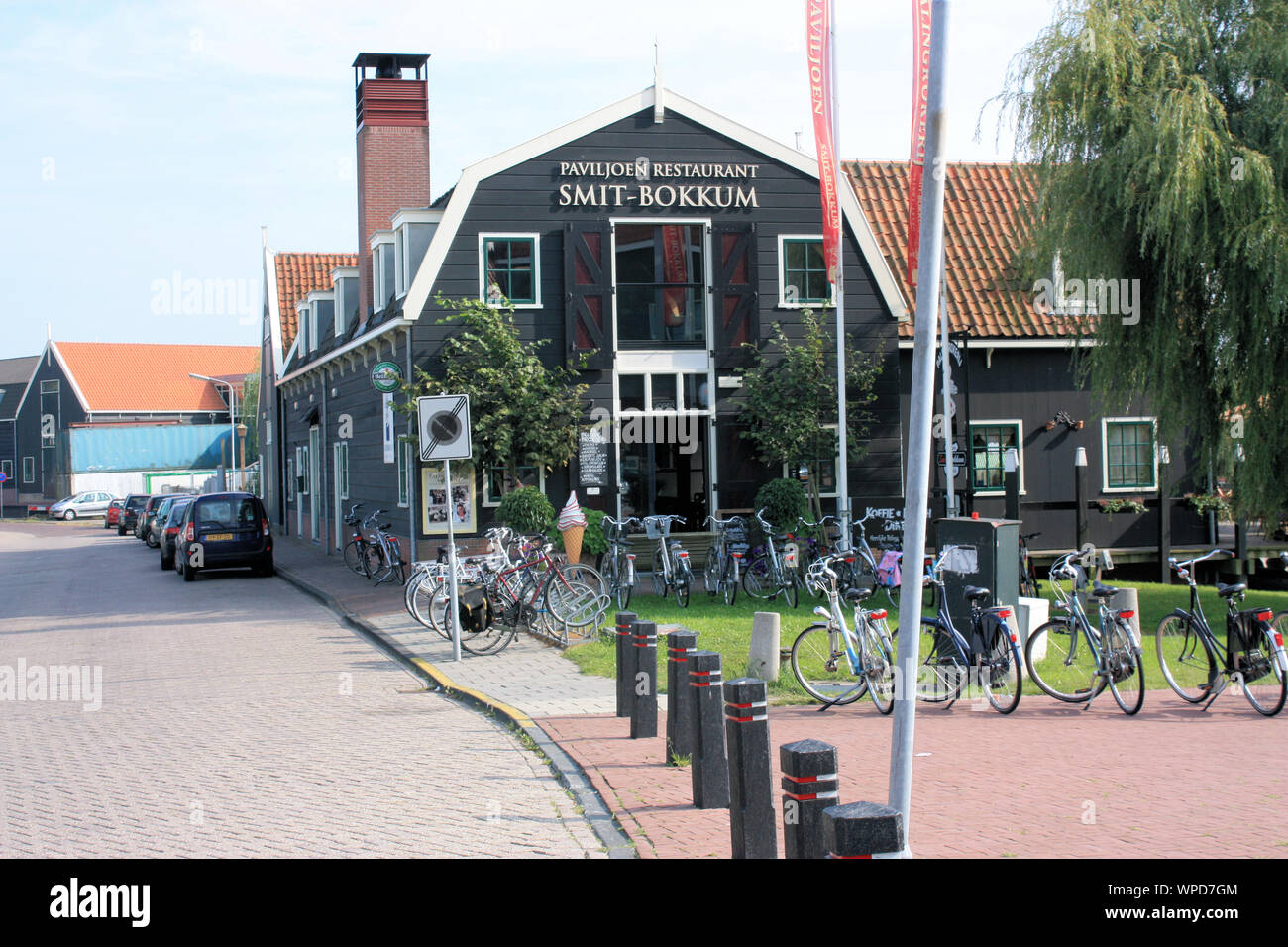 Smit Bokkum Paviljoen Restaurant. One of the popular restaurants in Volendam. The owner is Jan Smit, a famous singer in the country. Stock Photo