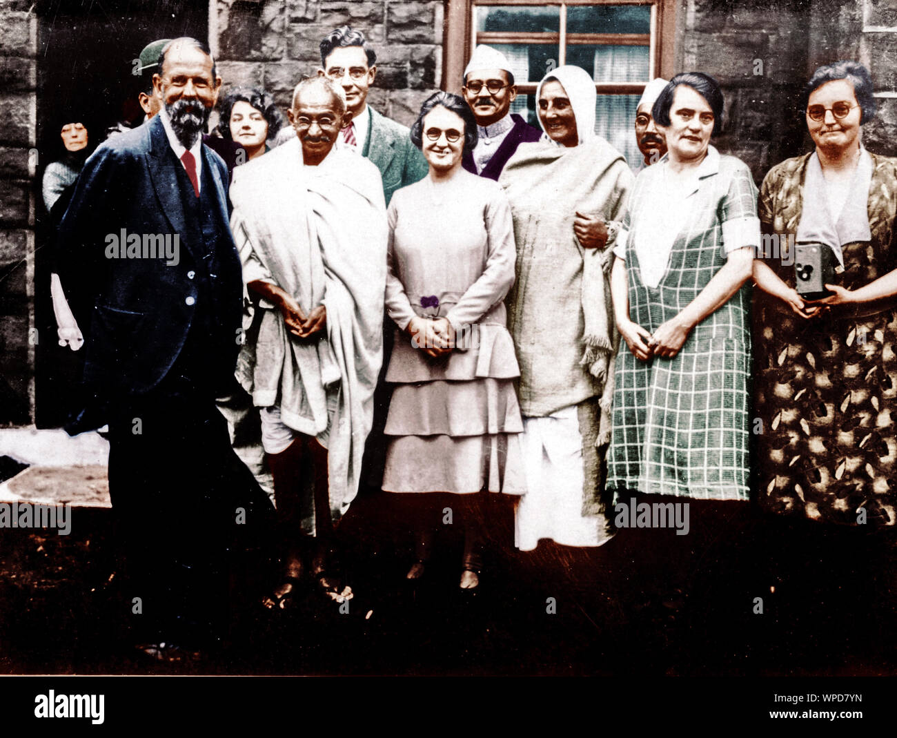 Mahatma Gandhi visiting Charles Freer Andrews at Canterbury, UK, October 3, 1931, old vintage 1900s picture Stock Photo