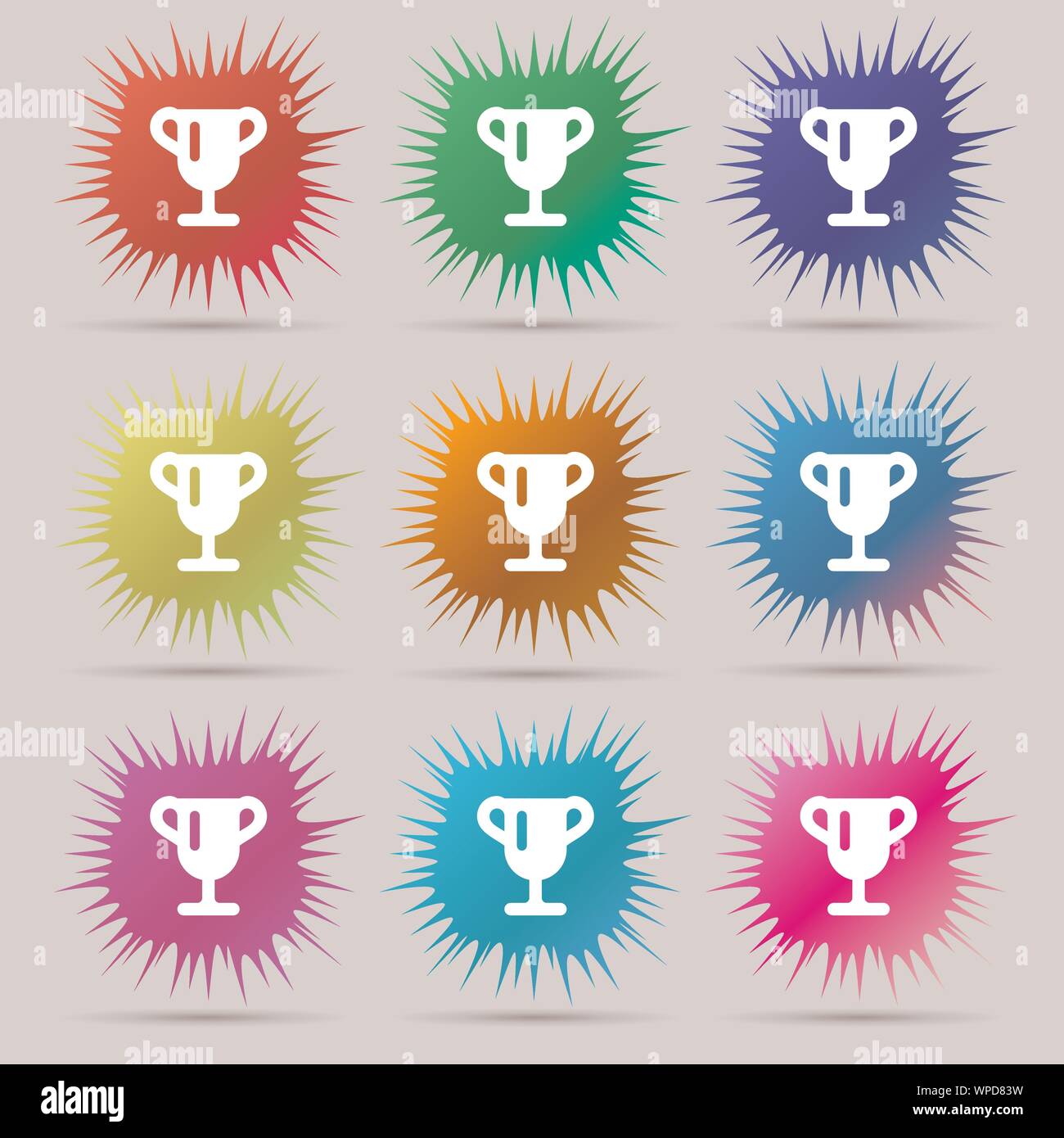 Winner cup, Awarding of winners, Trophy icon sign. A set of nine ...