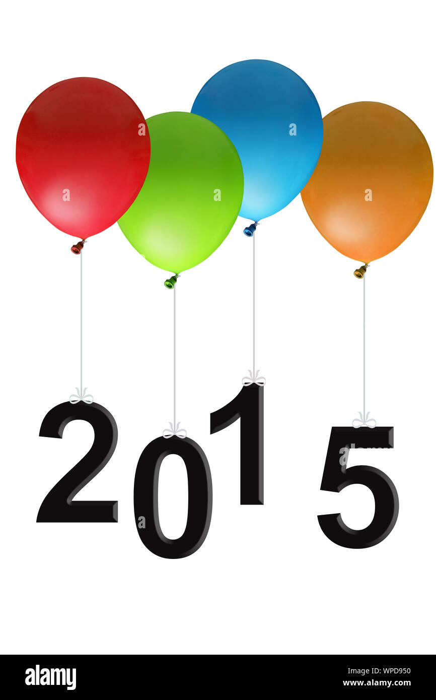 New year concept-multi colored balloons with number 2015 Stock Photo