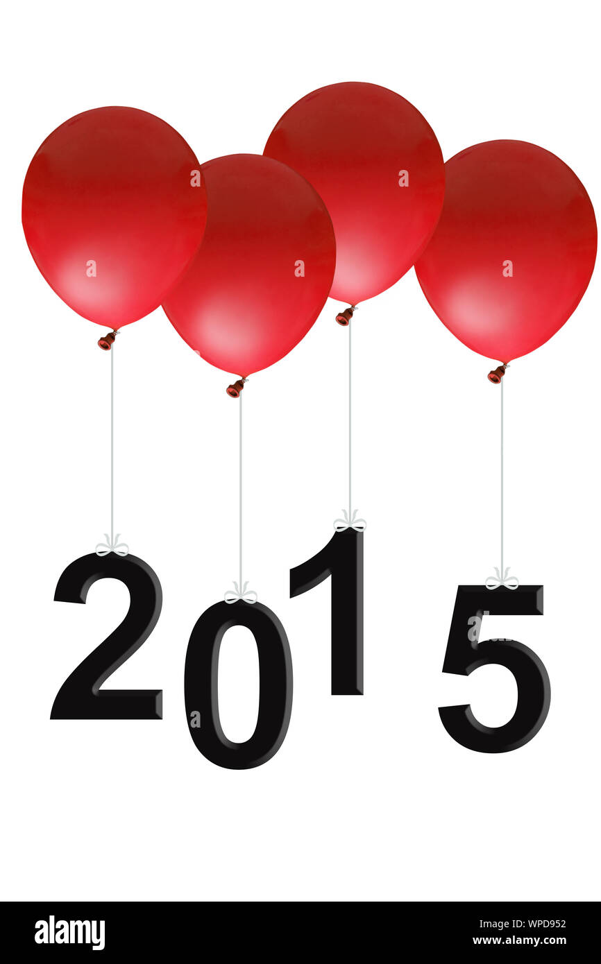 New year concept-red colored balloons with number 2015 Stock Photo