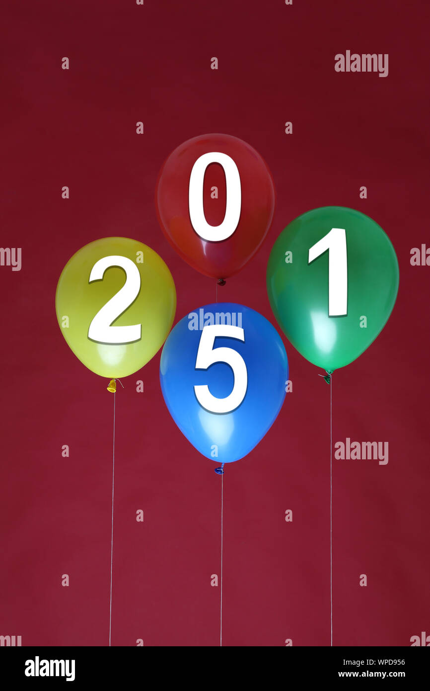 New year concept-multi colored balloons with number 2015 Stock Photo