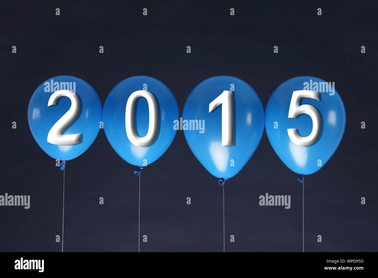 New year concept-blue balloons with number 2015 Stock Photo