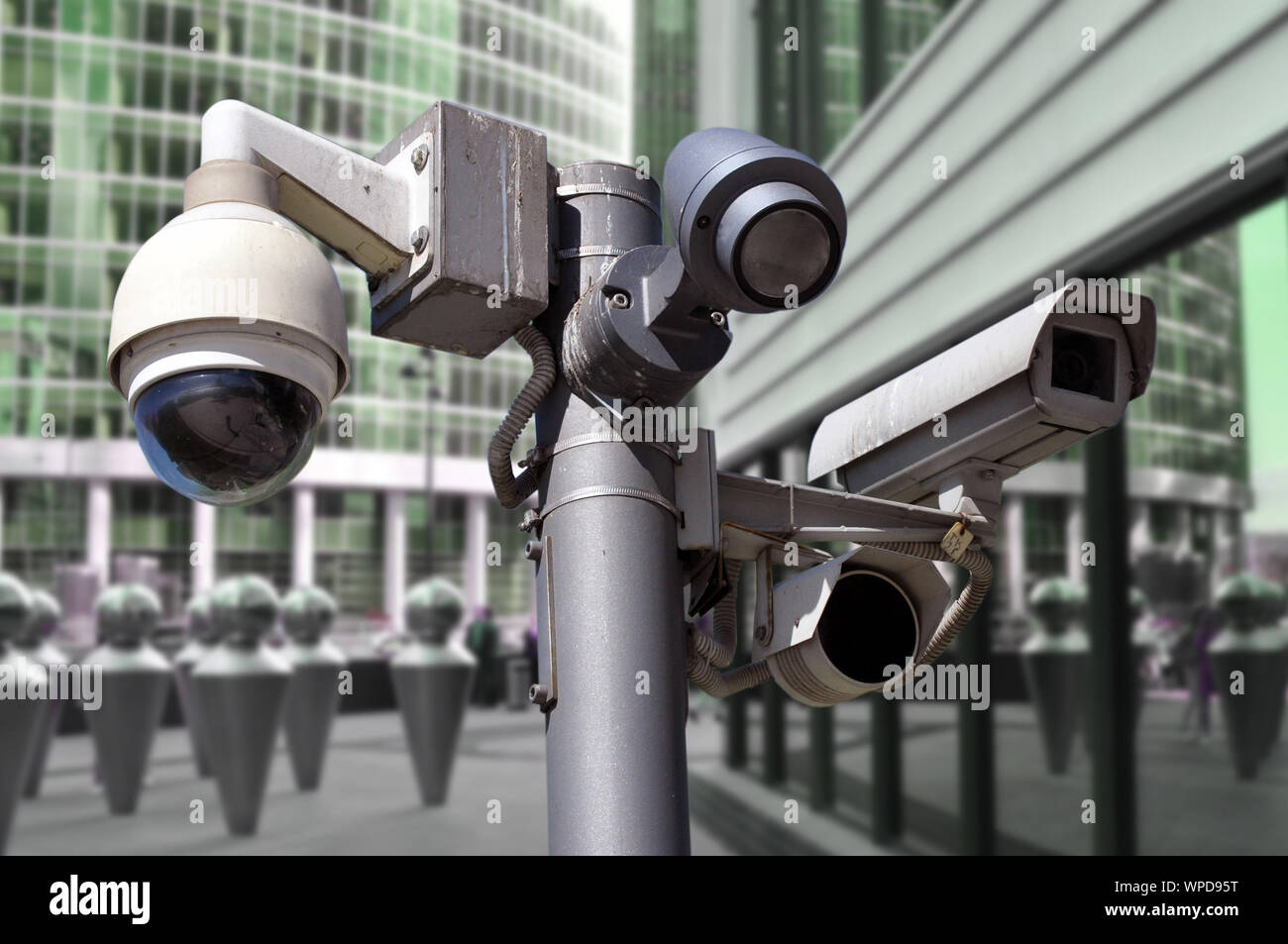 closed circuit camera Multi-angle CCTV system on the background of the ...