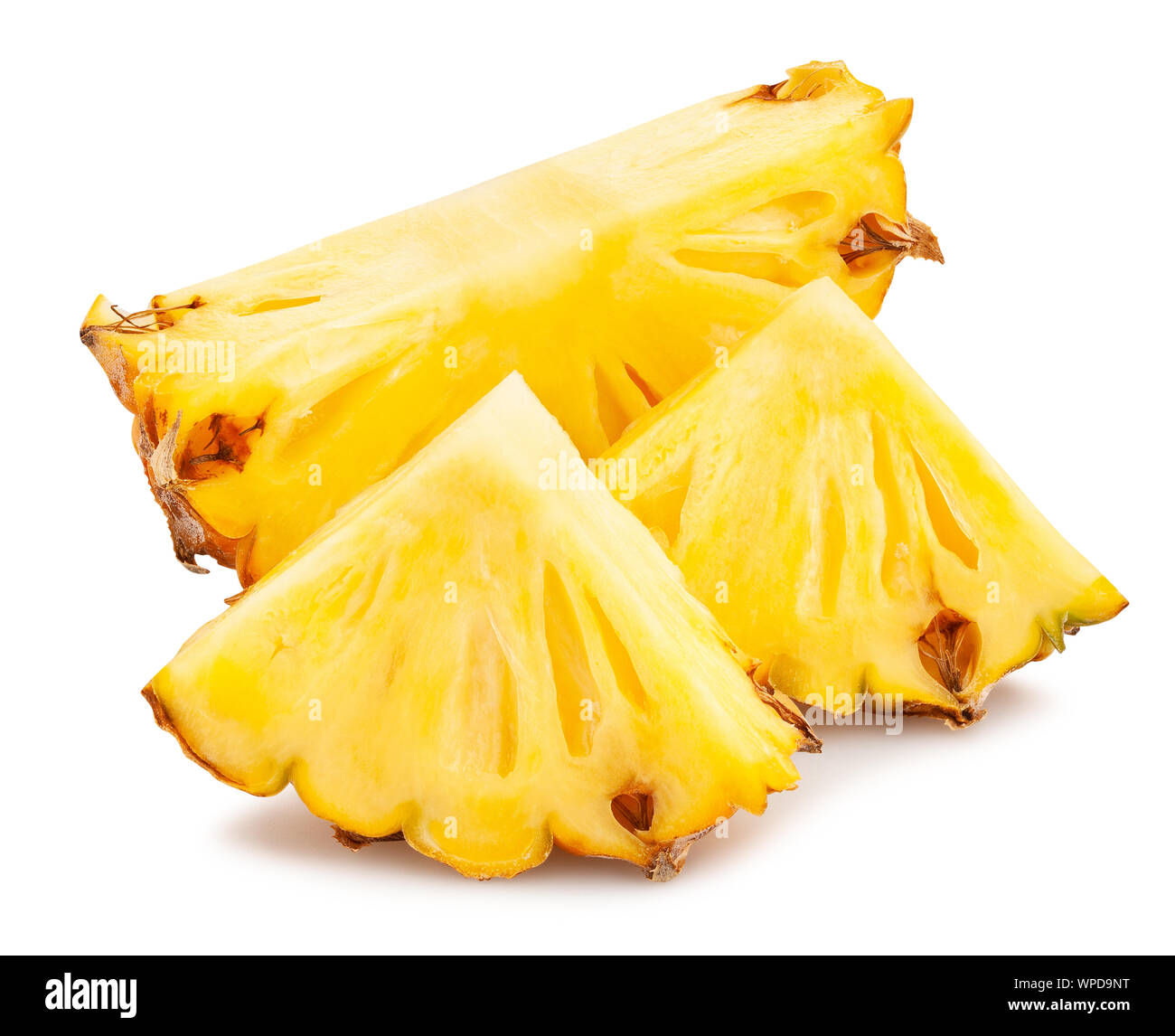 sliced mini pineapple path isolated on white Stock Photo