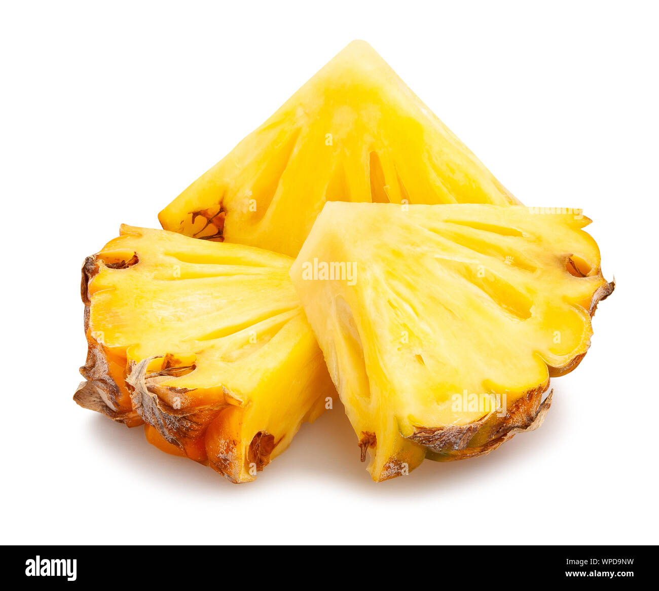 sliced mini pineapple path isolated on white Stock Photo