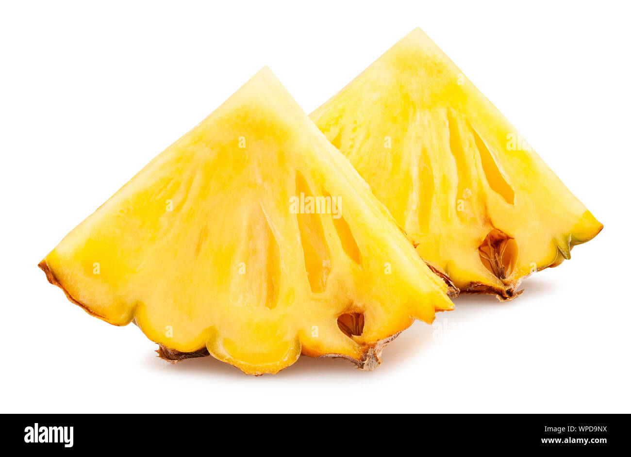 sliced mini pineapple path isolated on white Stock Photo