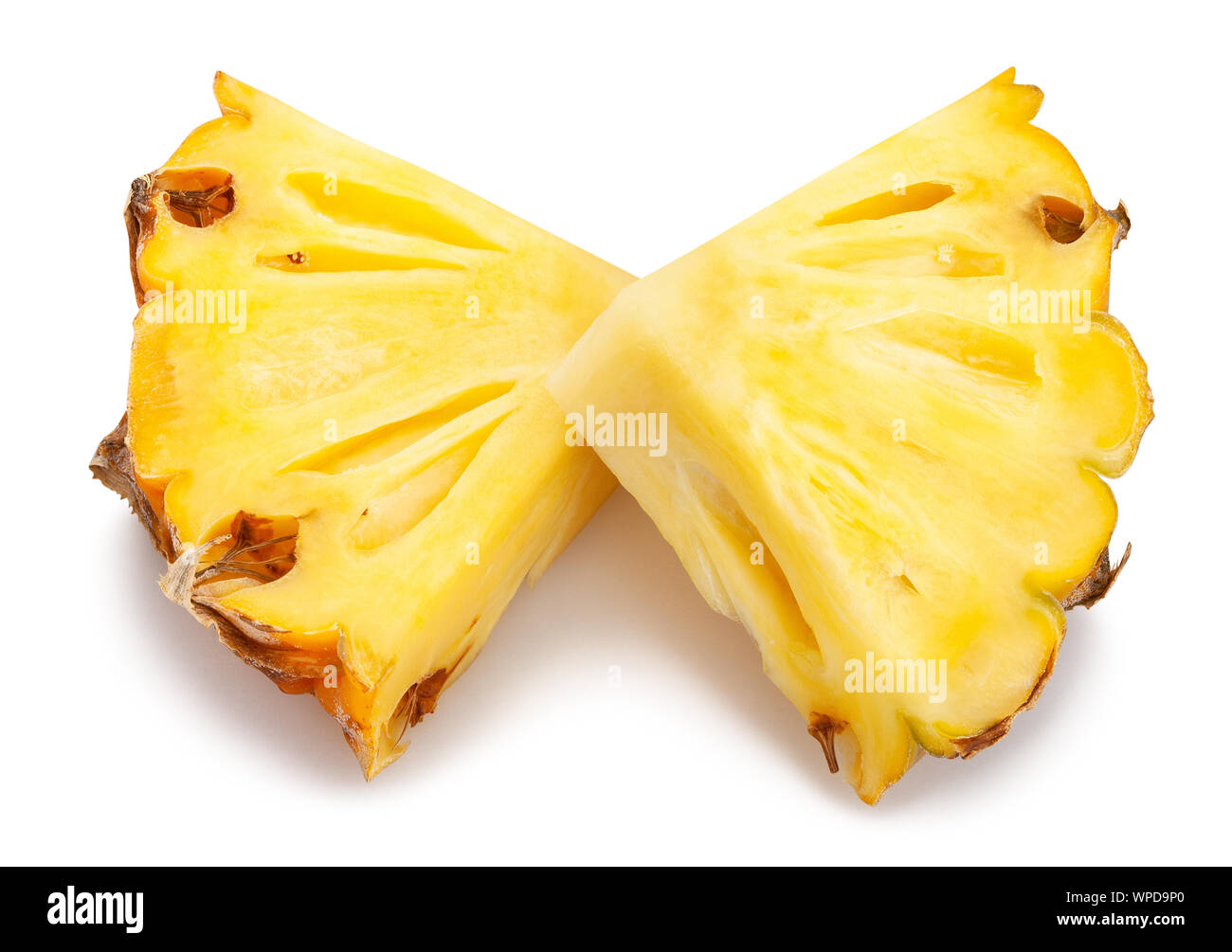 sliced mini pineapple path isolated on white Stock Photo