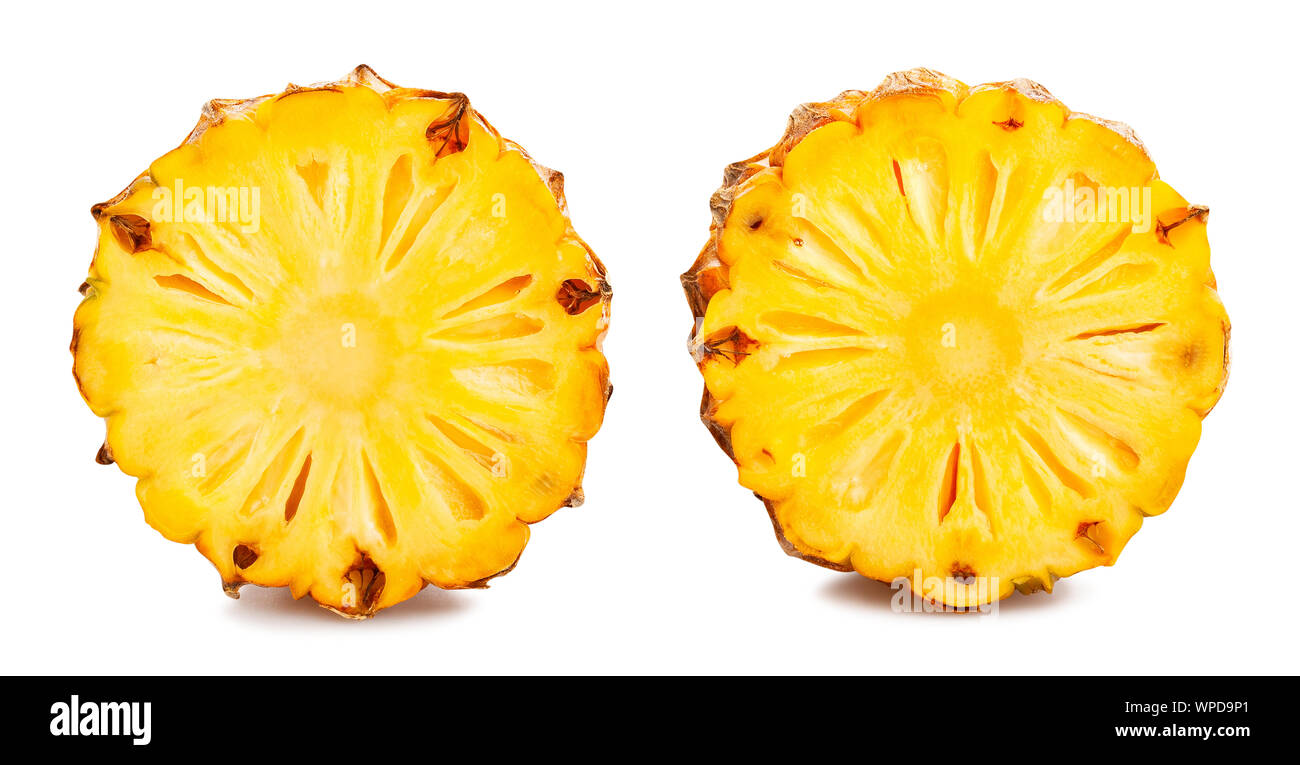 sliced mini pineapple path isolated on white Stock Photo