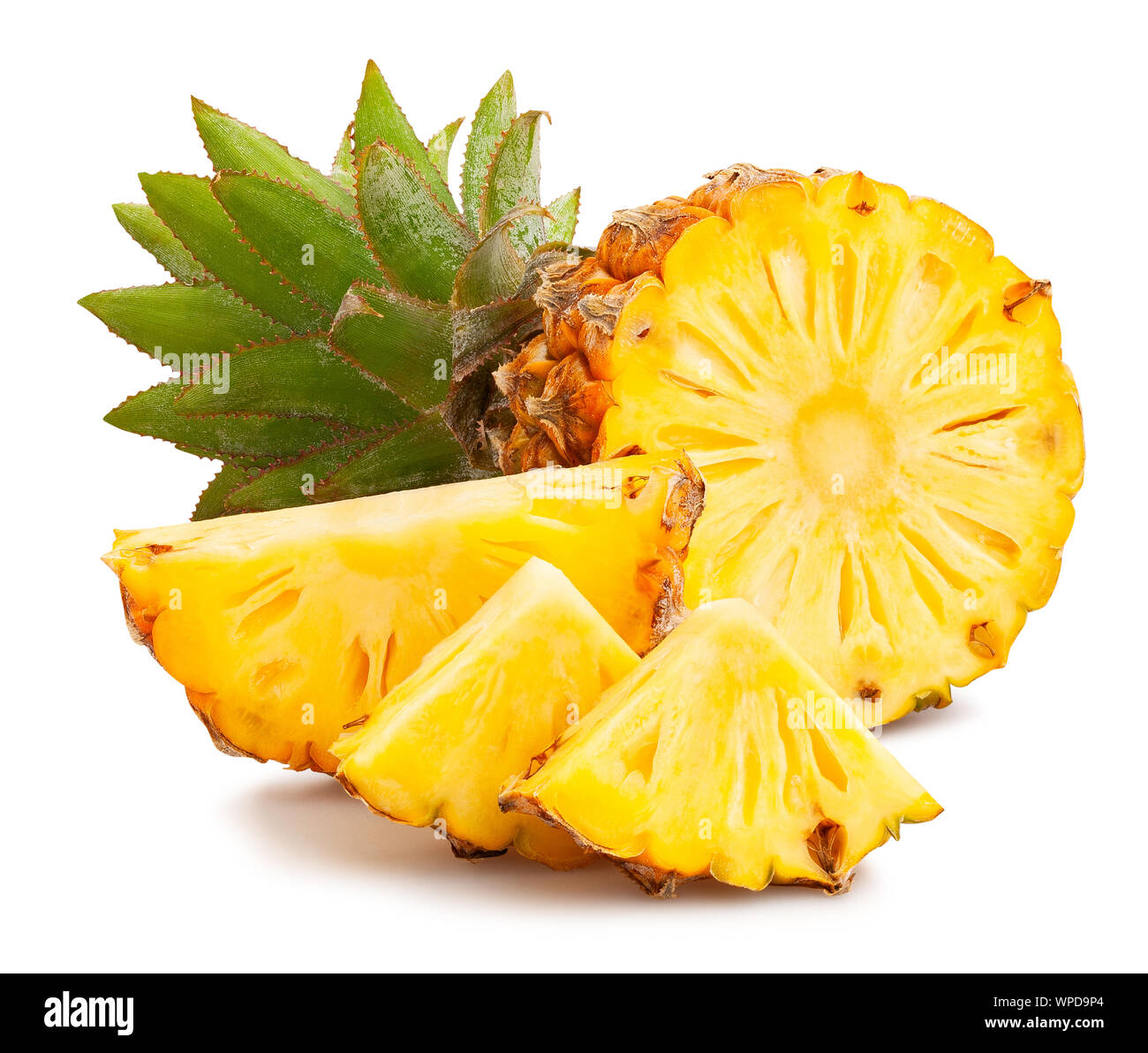 sliced mini pineapple path isolated on white Stock Photo