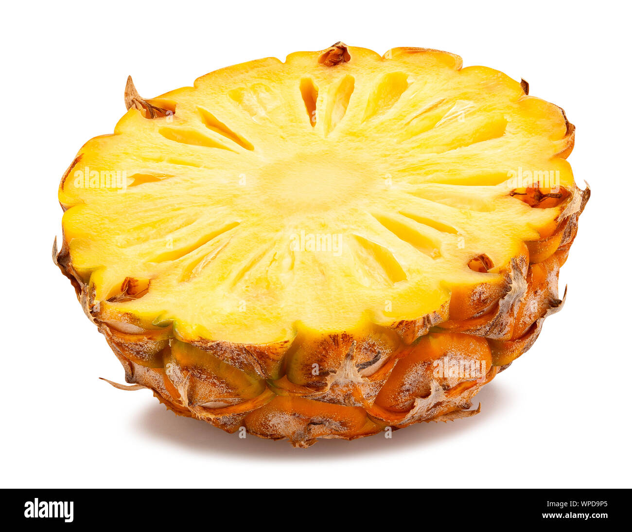 sliced mini pineapple path isolated on white Stock Photo