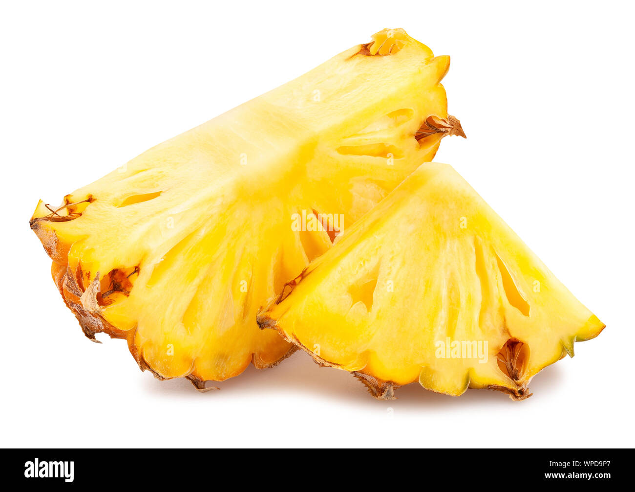 sliced mini pineapple path isolated on white Stock Photo
