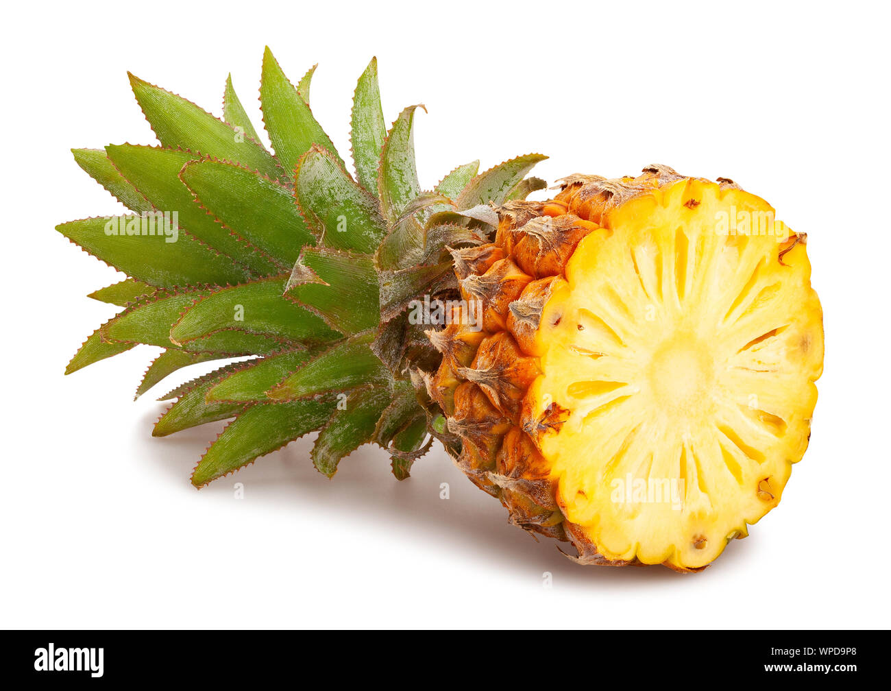 sliced mini pineapple path isolated on white Stock Photo