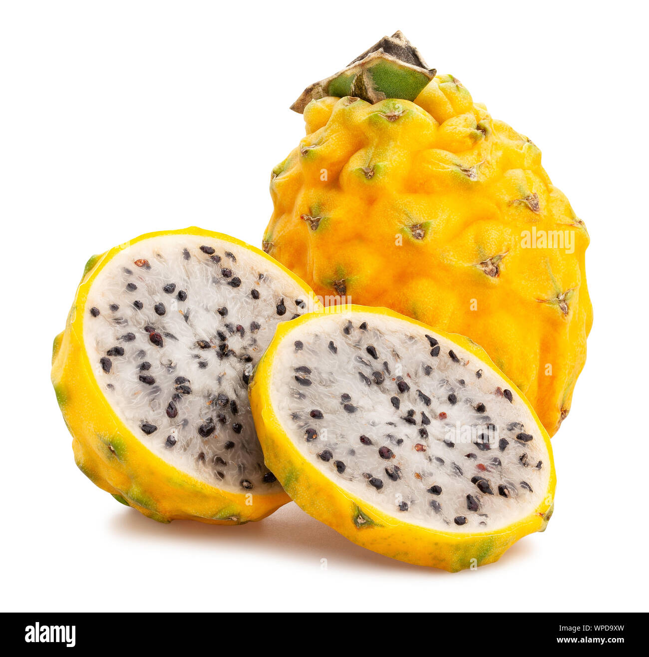 yellow dragonfruit pitahaya path isolated on white Stock Photo
