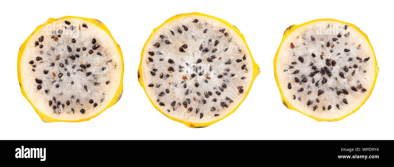 yellow dragonfruit pitahaya path isolated on white Stock Photo