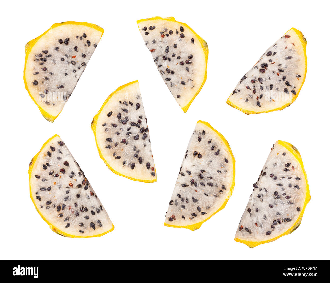 yellow dragonfruit pitahaya path isolated on white Stock Photo