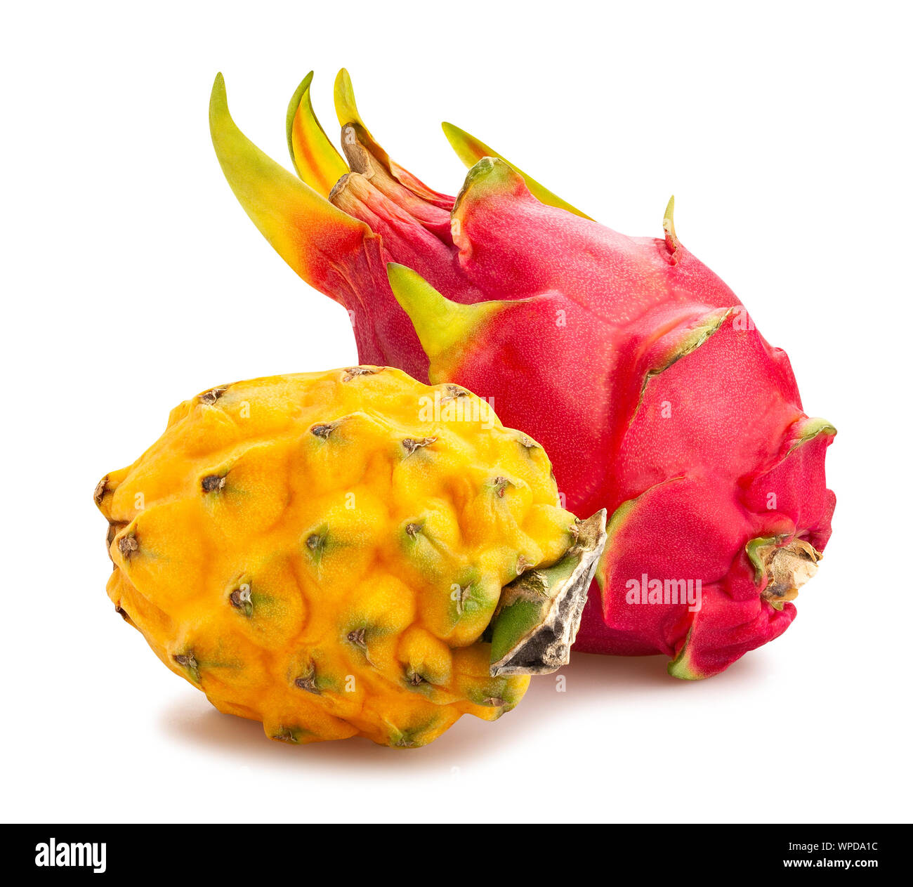 red yellow dragonfruit path isolated on white Stock Photo