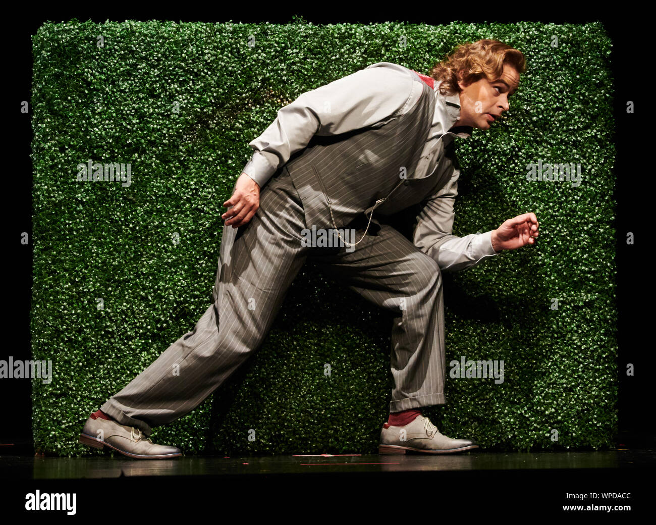 Berlin, Germany. 04th Sep, 2019. Leading actor Otto Beckmann is on stage in the photo rehearsal for the play 'Adel verpflichtet'. The premiere took place on 07.09.2019 in the Schloßparktheater. Credit: Annette Riedl/dpa/Alamy Live News Stock Photo