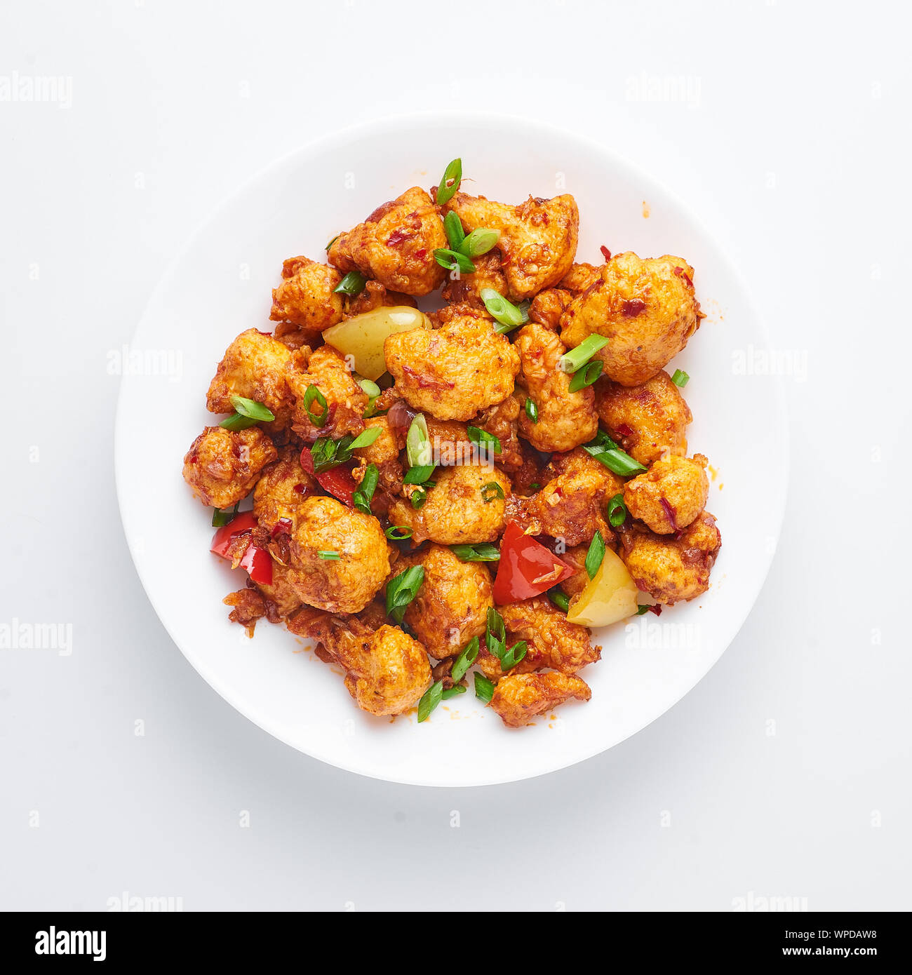 Gobi Manchurian isolated on white background. Gobi Manchurian is Indian