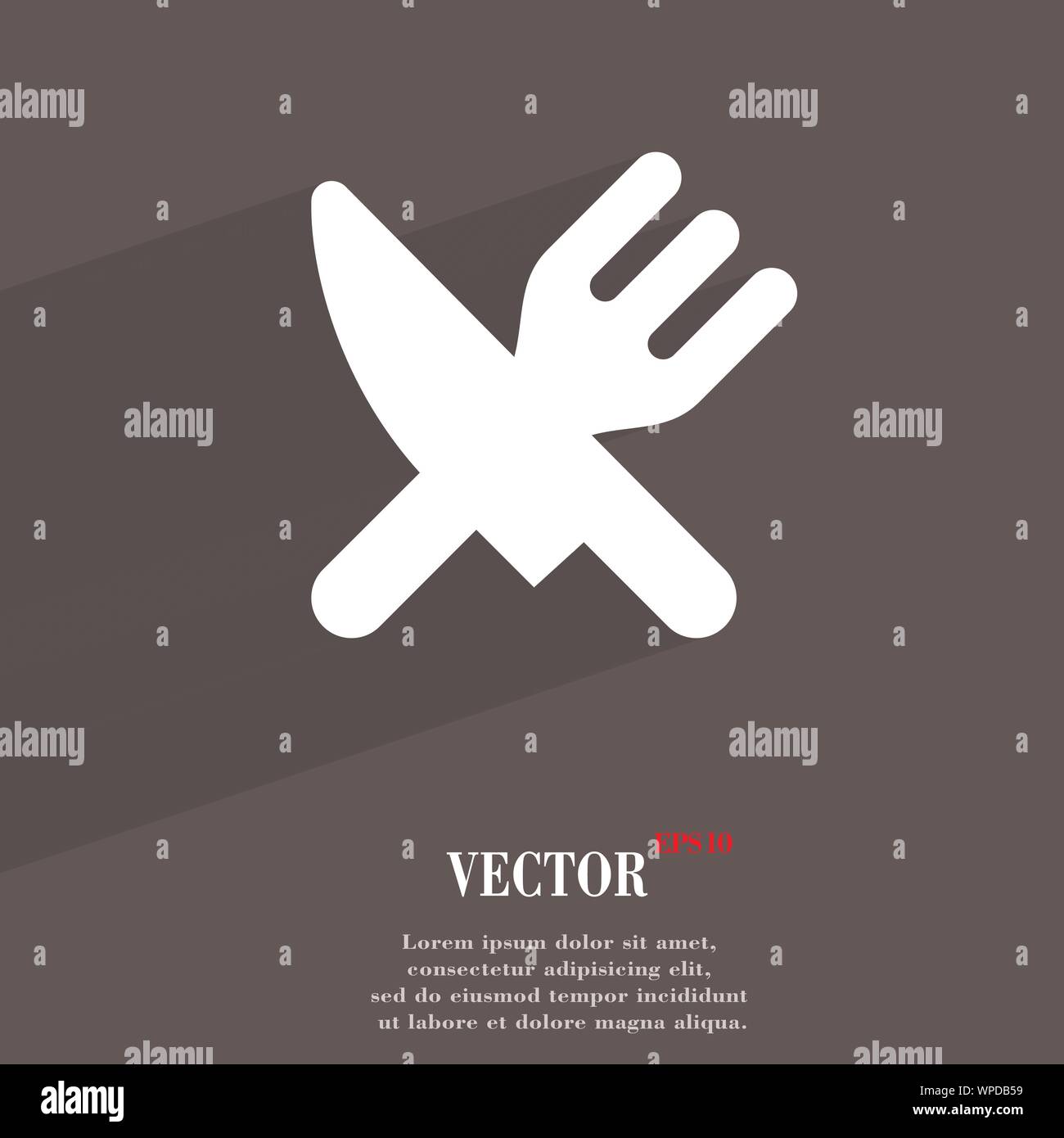 Eat, Cutlery icon symbol Flat modern web design with long shadow and space for your text. Vector ...