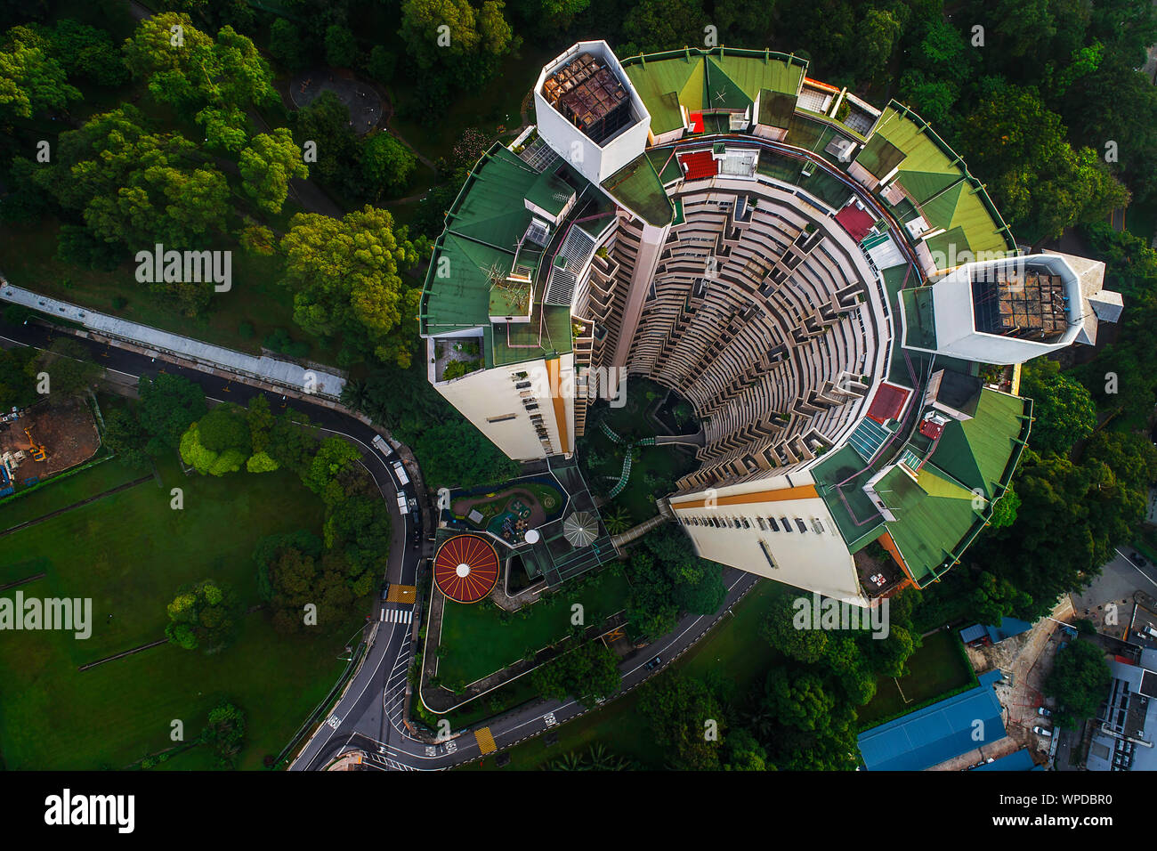 Aerial view of concrete jungle like high rise modern apartments in