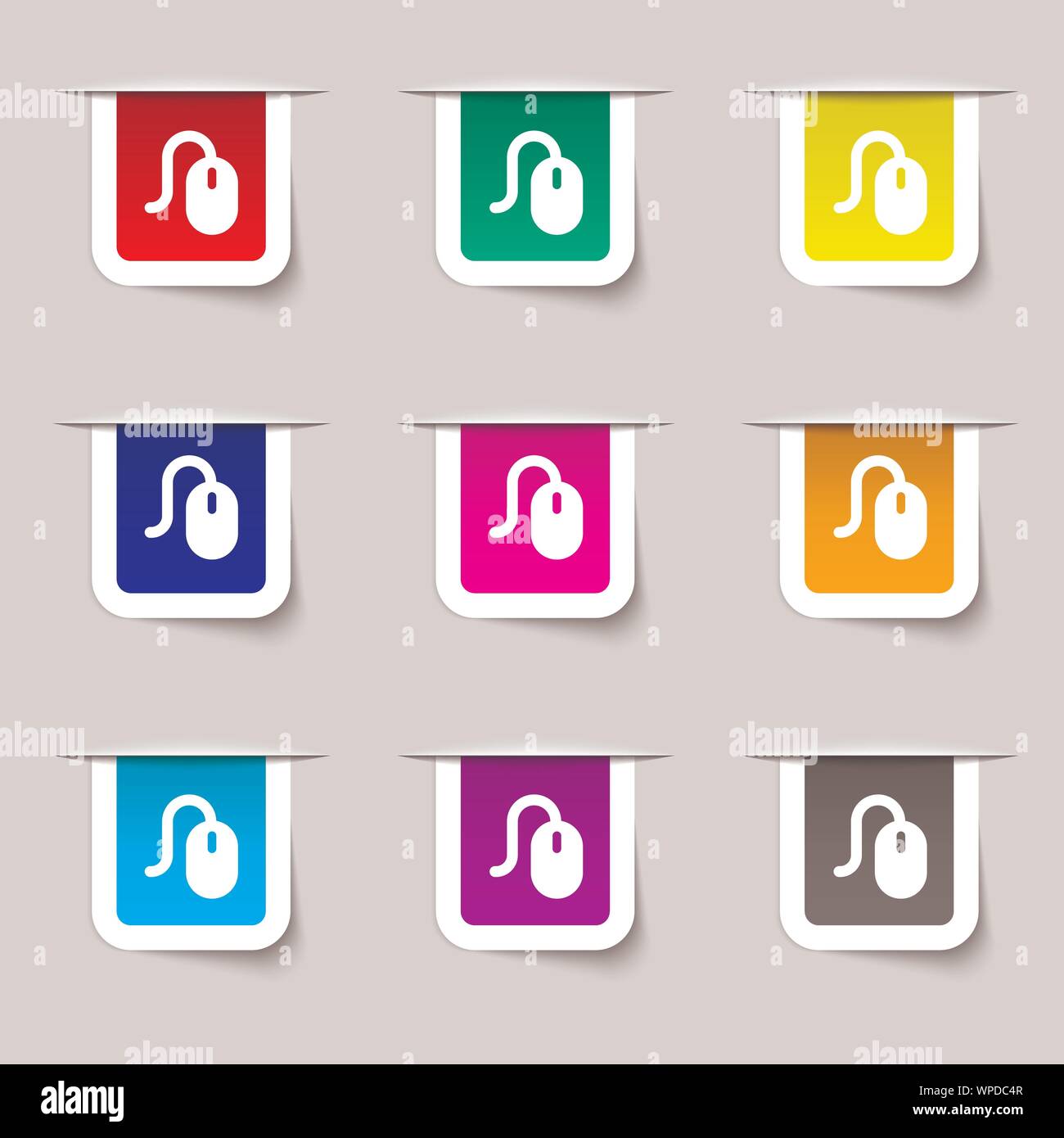 Computer mouse icon sign. Set of multicolored modern labels for your ...